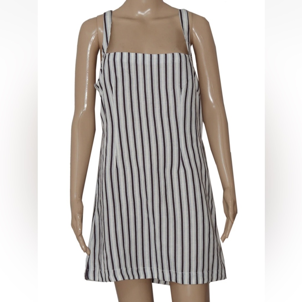 Anthropologie striped linen low back Dress new small - Picture 4 of 7